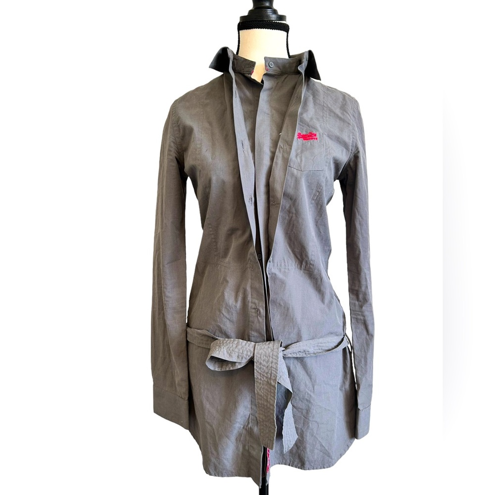 SuperDry Fitted Button Down Belted Cotton Woman's Shirtdress Small